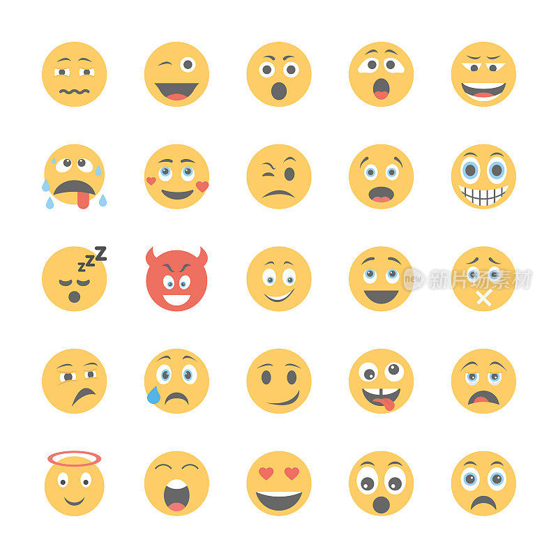 Smiley Flat Icons Set 2